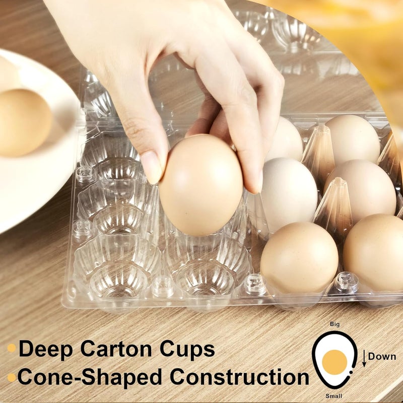 Pintuson 40-Pack Egg Cartons (18 Count) - Clear Plastic Egg Holder for Fresh Chicken Eggs - Reusable 3x6 Gird Egg Container with Secure Snap for Farmers Market & Transport - Fits Small to Large Eggs - Image 4